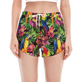 Watercolor Parrot Pattern Print Women's Split Running Shorts