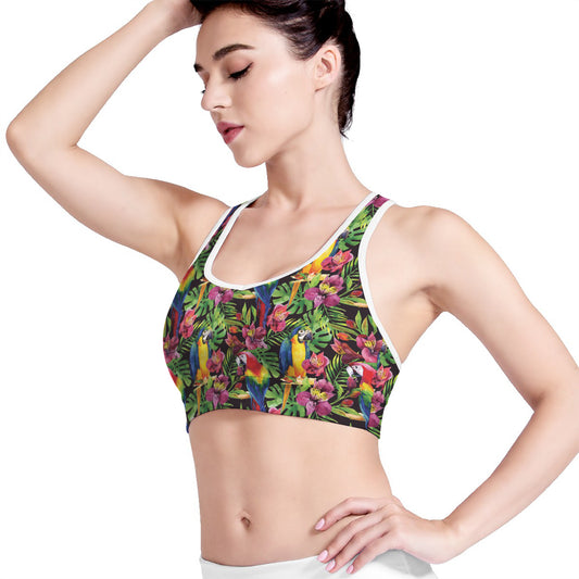 Watercolor Parrot Pattern Print Women's Sports Bra