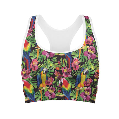 Watercolor Parrot Pattern Print Women's Sports Bra