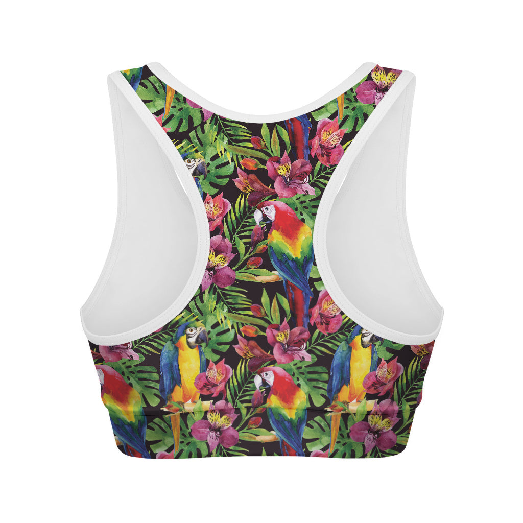 Watercolor Parrot Pattern Print Women's Sports Bra