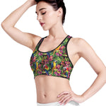 Watercolor Parrot Pattern Print Women's Sports Bra