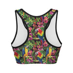 Watercolor Parrot Pattern Print Women's Sports Bra