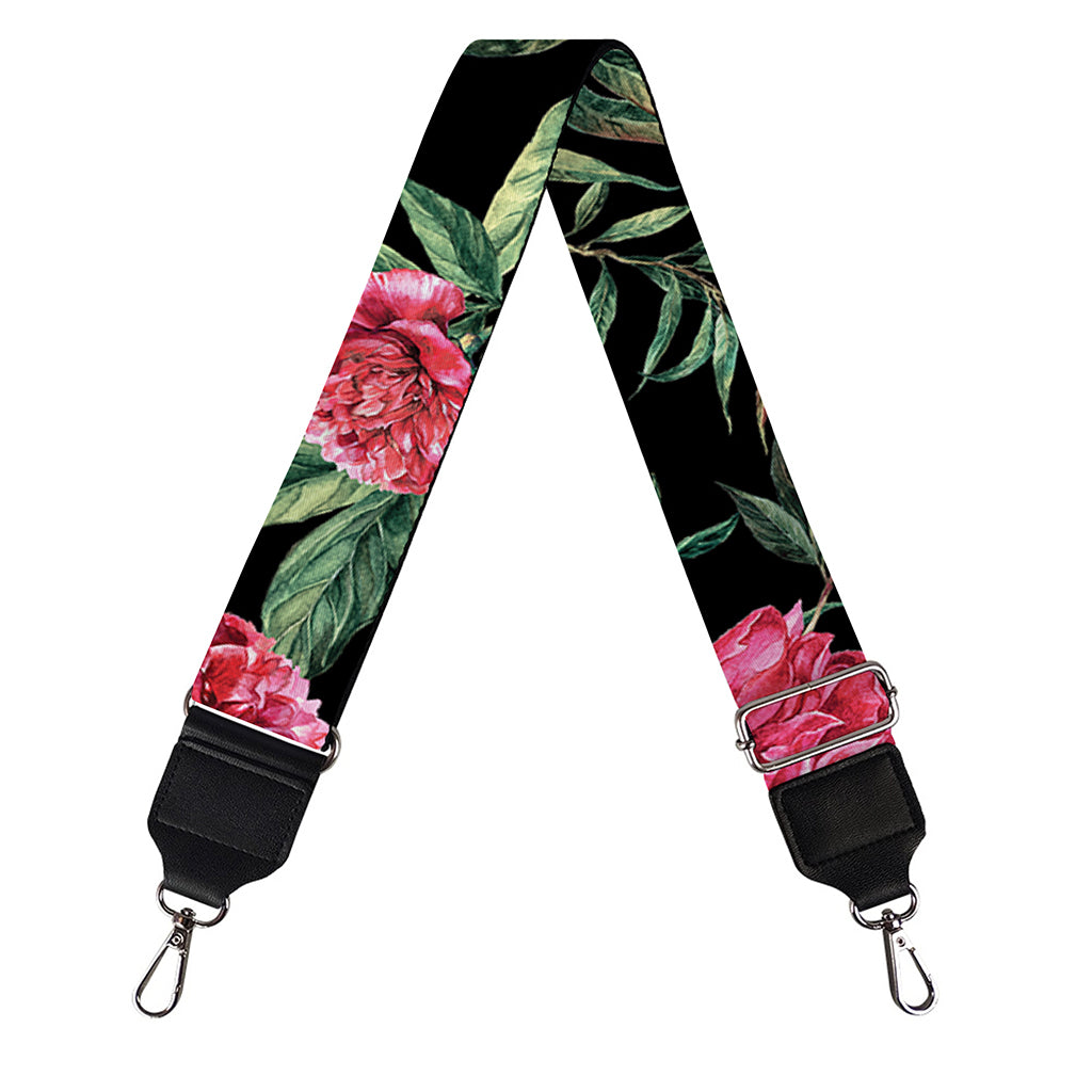 Watercolor Peony Pattern Print Bag Strap