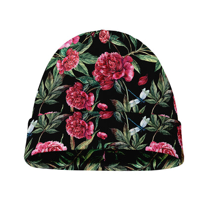Watercolor Peony Pattern Print Beanie