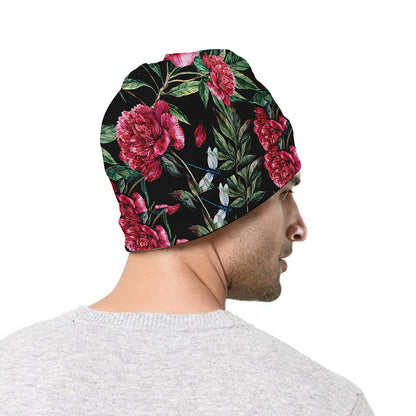 Watercolor Peony Pattern Print Beanie