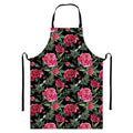 Watercolor Peony Pattern Print Bib Apron With Pocket