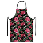 Watercolor Peony Pattern Print Bib Apron With Pocket