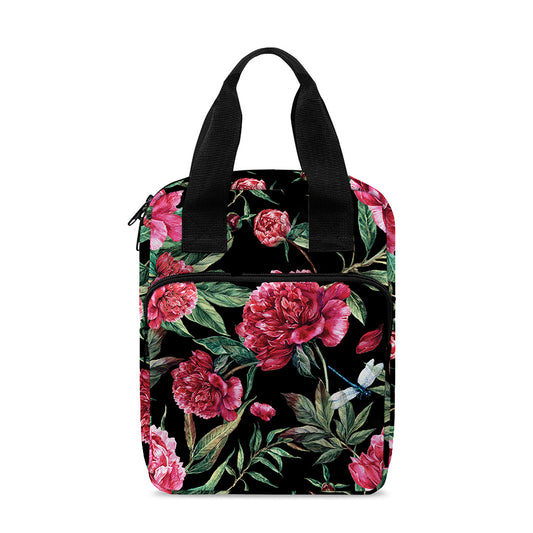 Watercolor Peony Pattern Print Bible Tote Bag