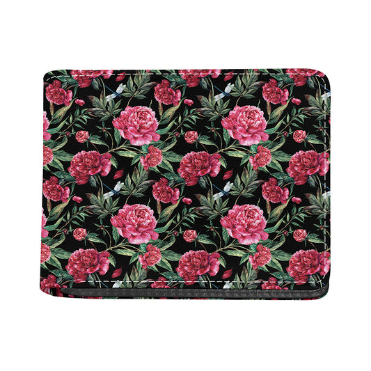 Watercolor Peony Pattern Print Bifold Wallet