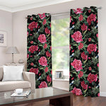 Watercolor Peony Pattern Print Blackout Grommet Curtains