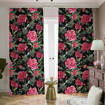 Watercolor Peony Pattern Print Blackout Pencil Pleat Curtains