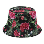 Watercolor Peony Pattern Print Bucket Hat