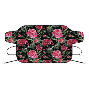 Watercolor Peony Pattern Print Car Windshield Snow Cover