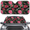 Watercolor Peony Pattern Print Car Windshield Sun Shade