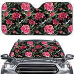 Watercolor Peony Pattern Print Car Windshield Sun Shade