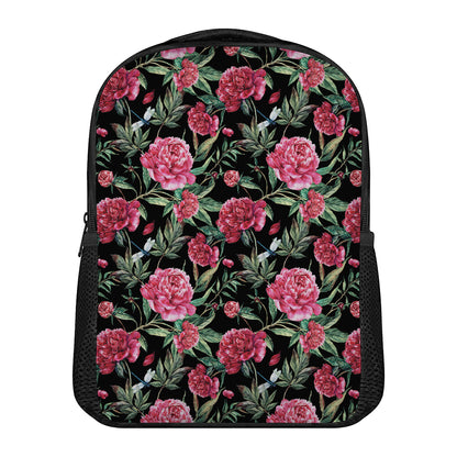 Watercolor Peony Pattern Print Casual Backpack
