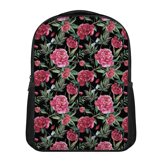 Watercolor Peony Pattern Print Casual Backpack