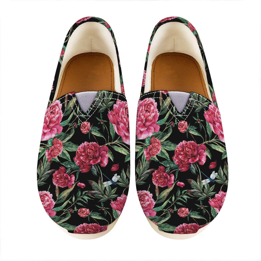 Watercolor Peony Pattern Print Casual Shoes