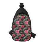 Watercolor Peony Pattern Print Chest Bag