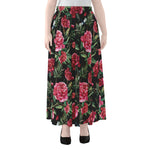 Watercolor Peony Pattern Print Chiffon Maxi Skirt