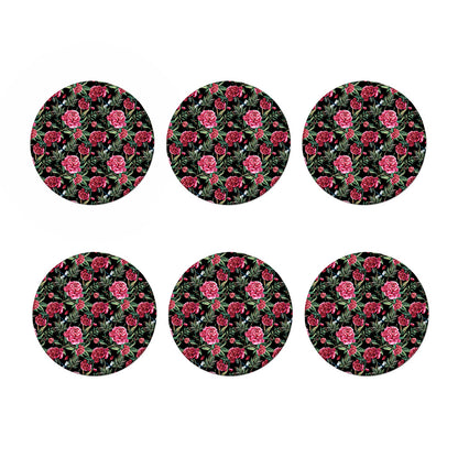 Watercolor Peony Pattern Print Coaster Set