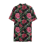 Watercolor Peony Pattern Print Cotton Hawaiian Shirt