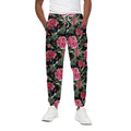 Watercolor Peony Pattern Print Cotton Sweatpants