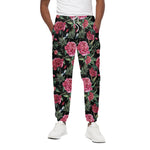 Watercolor Peony Pattern Print Cotton Pants