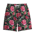 Watercolor Peony Pattern Print Cotton Shorts