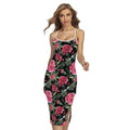 Watercolor Peony Pattern Print Cross Back Cami Dress