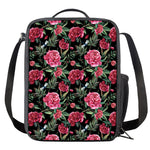 Watercolor Peony Pattern Print Crossbody Lunch Bag