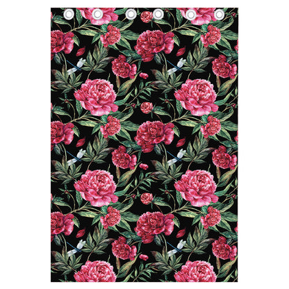 Watercolor Peony Pattern Print Curtain