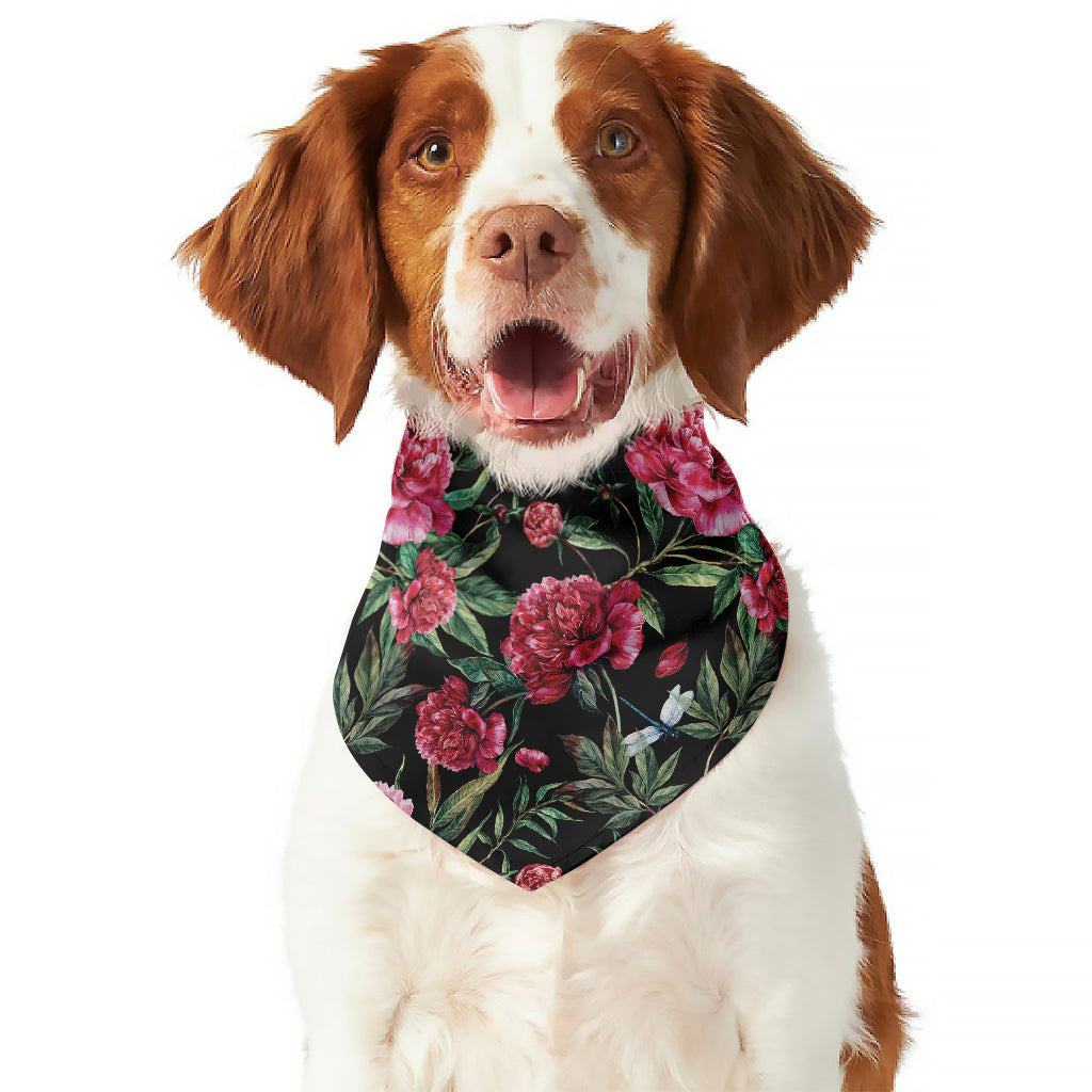 Watercolor Peony Pattern Print Dog Bandana