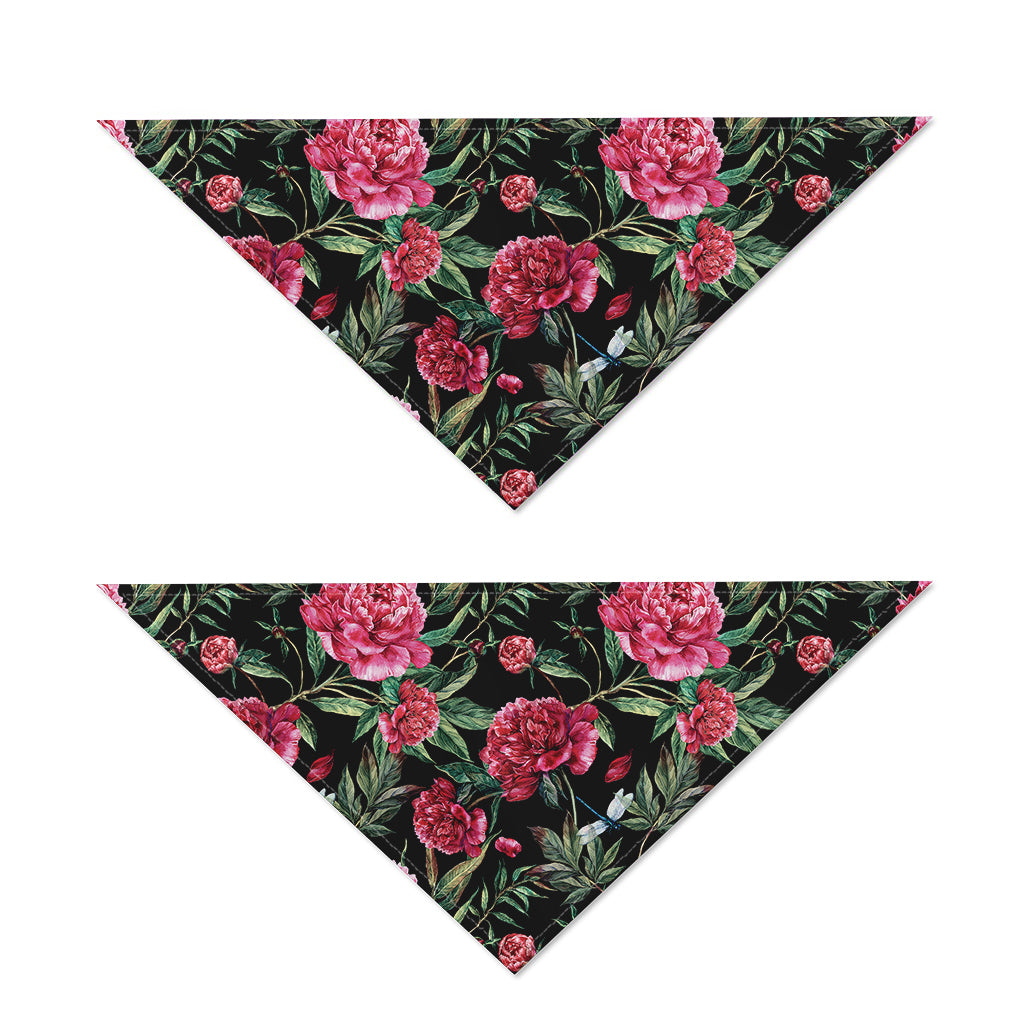 Watercolor Peony Pattern Print Dog Bandana
