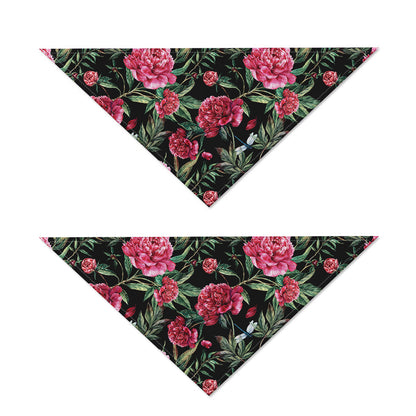 Watercolor Peony Pattern Print Dog Bandana
