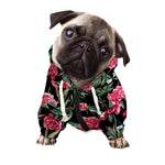 Watercolor Peony Pattern Print Dog Zip Up Hoodie