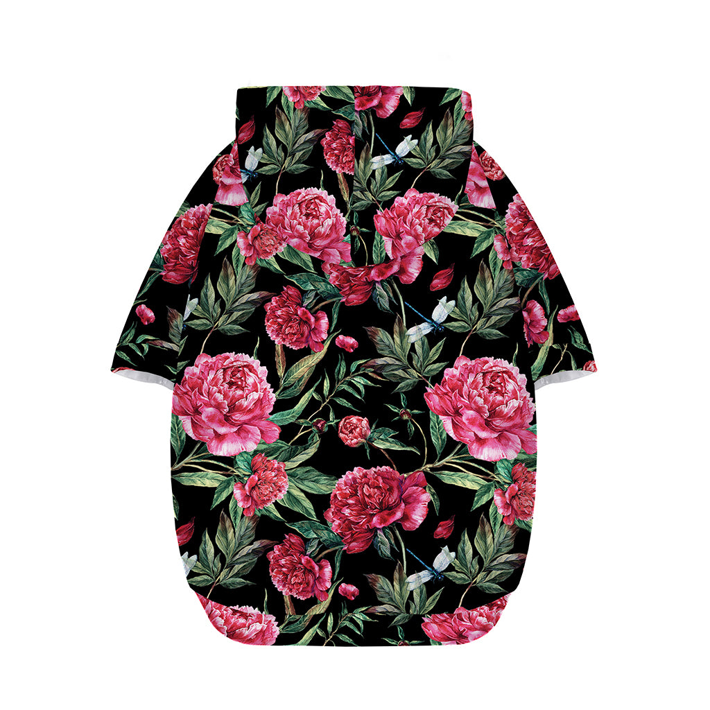 Watercolor Peony Pattern Print Dog Zip Up Hoodie