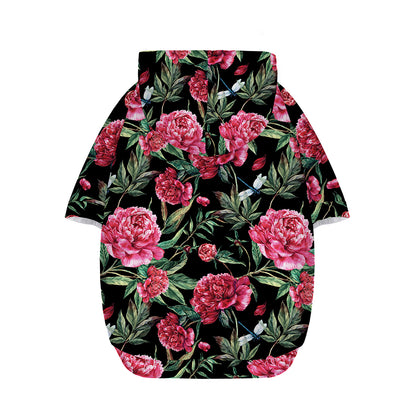 Watercolor Peony Pattern Print Dog Zip Up Hoodie
