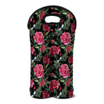 Watercolor Peony Pattern Print Double Neoprene Wine Tote