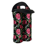 Watercolor Peony Pattern Print Double Neoprene Wine Tote