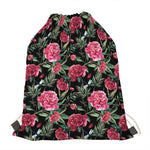Watercolor Peony Pattern Print Drawstring Bag