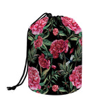 Watercolor Peony Pattern Print Drawstring Makeup Bag