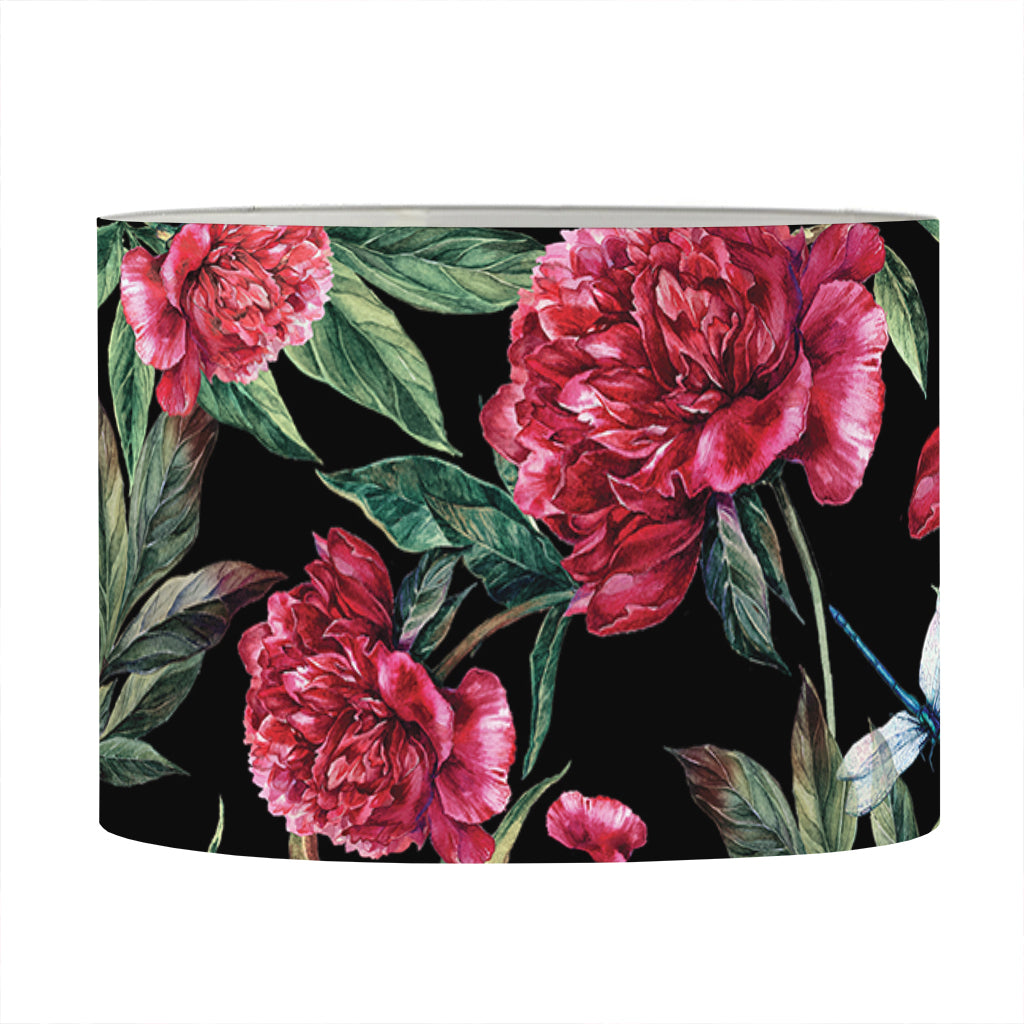 Watercolor Peony Pattern Print Drum Lamp Shade