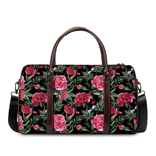 Watercolor Peony Pattern Print Duffle Bag