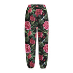 Watercolor Peony Pattern Print Fleece Lined Knit Pants
