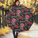 Watercolor Peony Pattern Print Foldable Umbrella