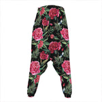 Watercolor Peony Pattern Print Hammer Pants