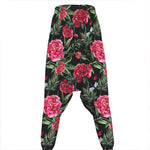 Watercolor Peony Pattern Print Hammer Pants