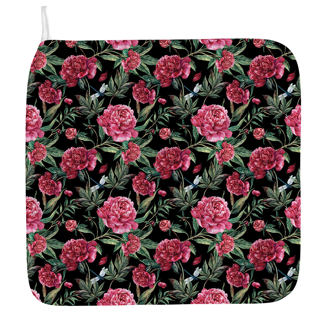 Watercolor Peony Pattern Print Hand Towel