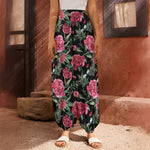 Watercolor Peony Pattern Print Harem Pants